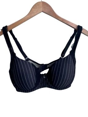 Black Soma Allura Jolie Pinstripe Lace Bra 34DD